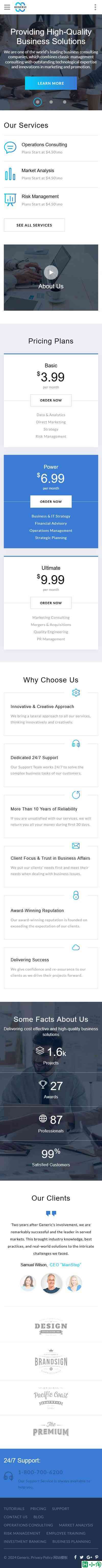 市场分析风险管理咨询网站模板-手机预览